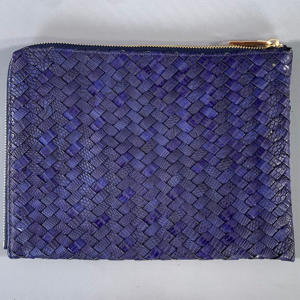 NEIMAN MARCUS Purple Woven Leather Pouch Bag